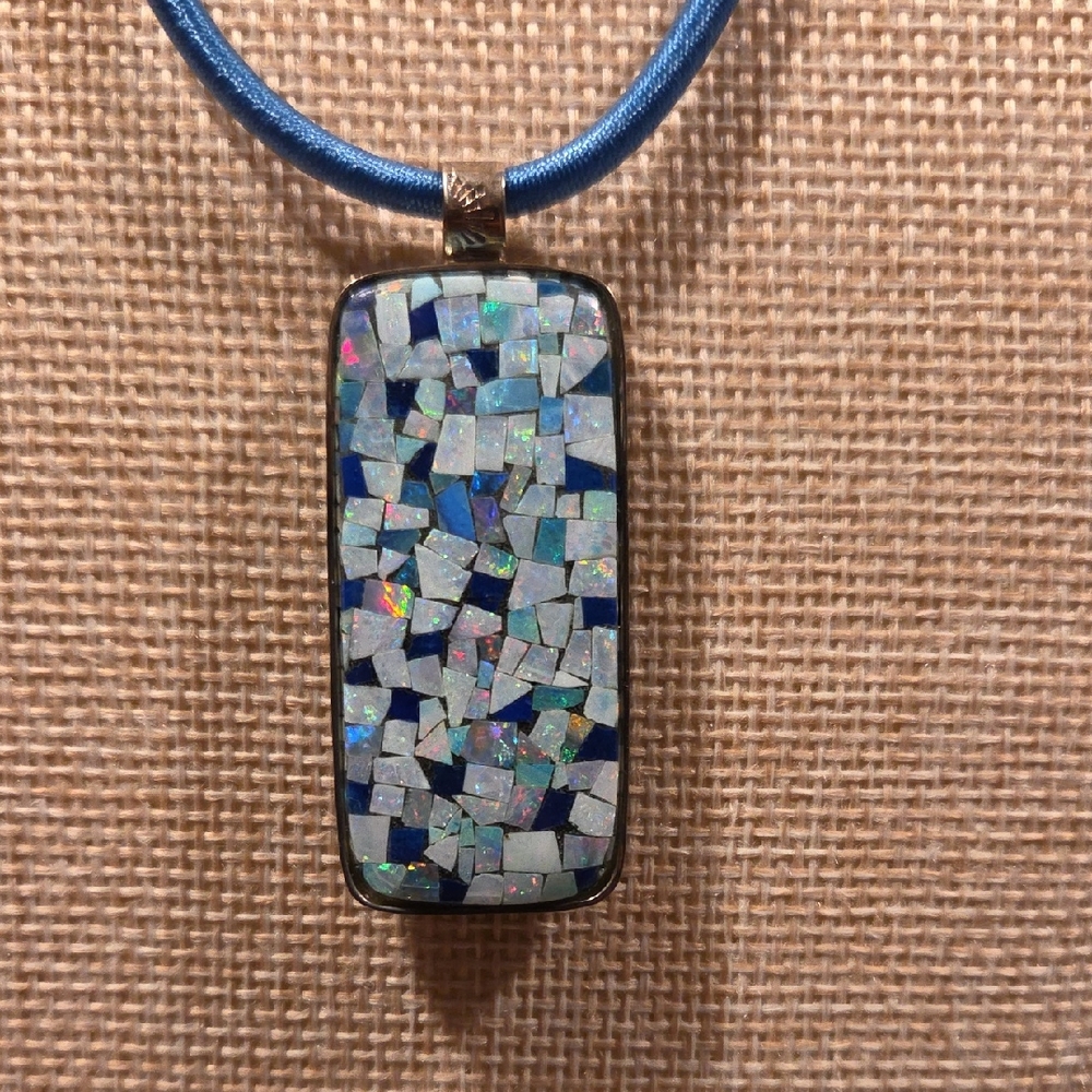 JAY KING MOSAIC OPAL AND LAPIS REVERSIBLE NECKLACE NWOT